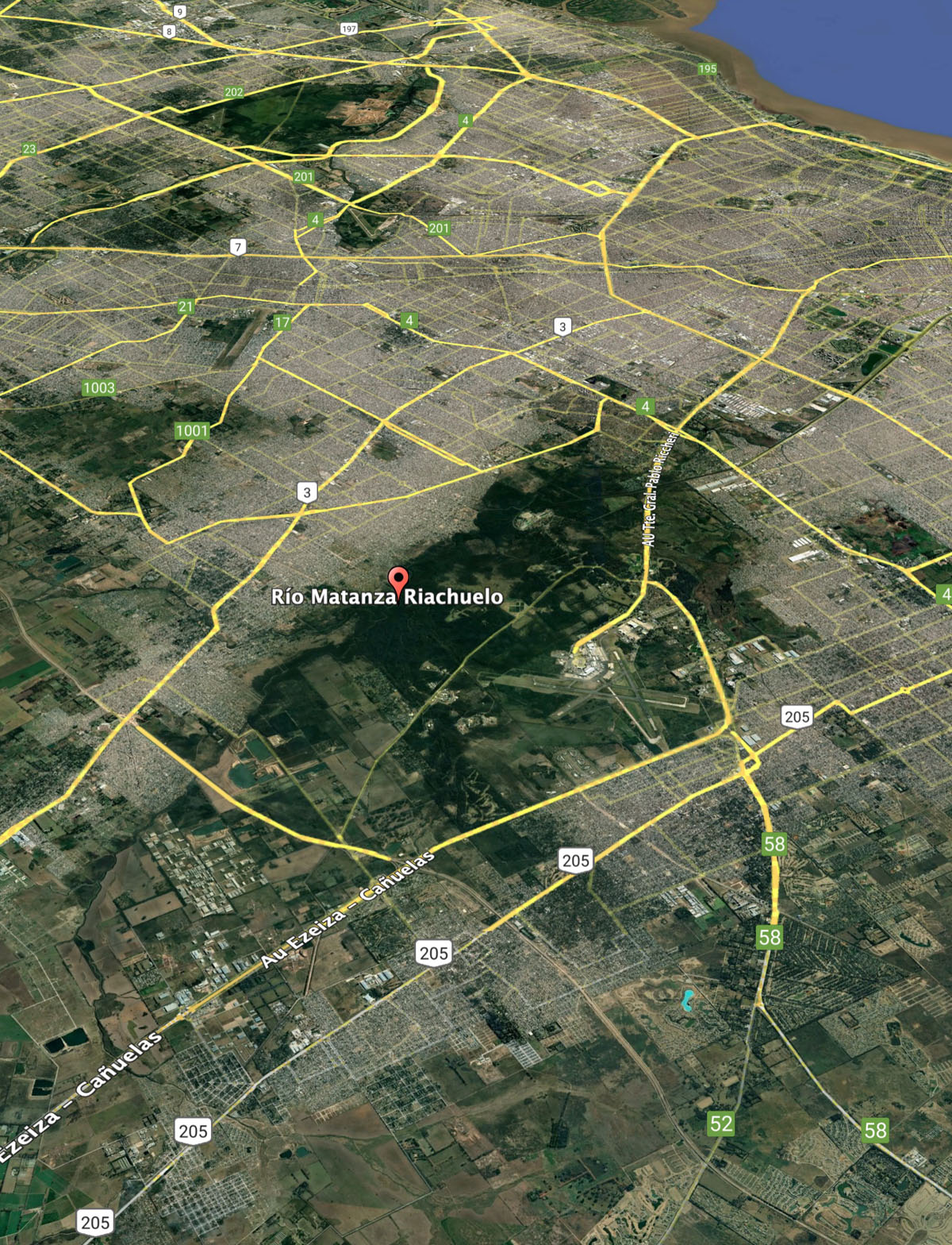 mapa geografico de la cuenca, provisto por GoogleMaps