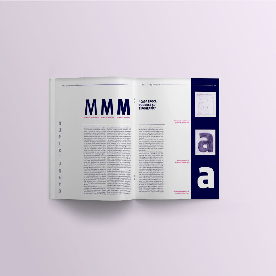 Mockups del desarrollo de segunda nota de revista tipográfica