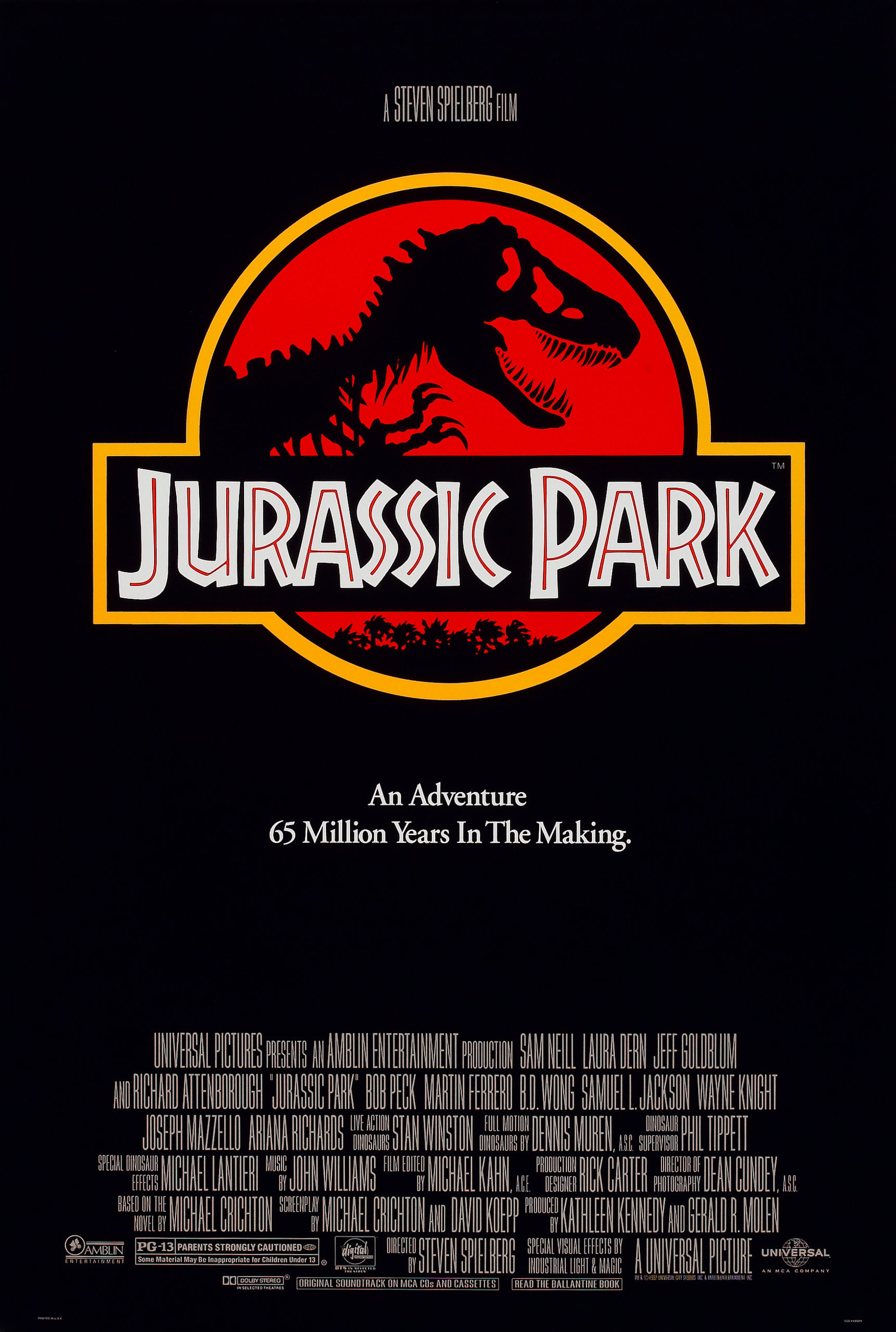 Poster de la película Jurassic Park de 1993 dirigida por Steven Spielberg