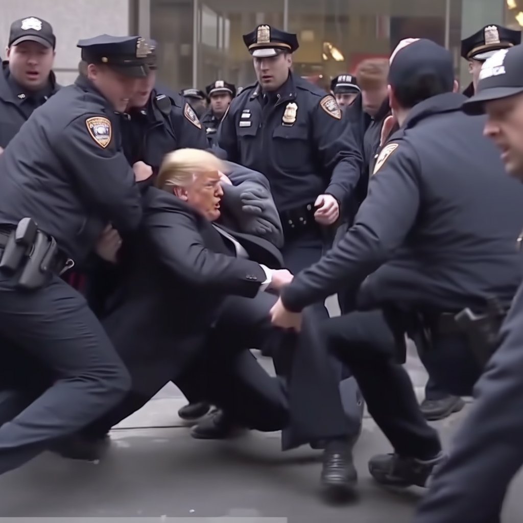 Imagen viral del falso arresto de Trump, generada por IA